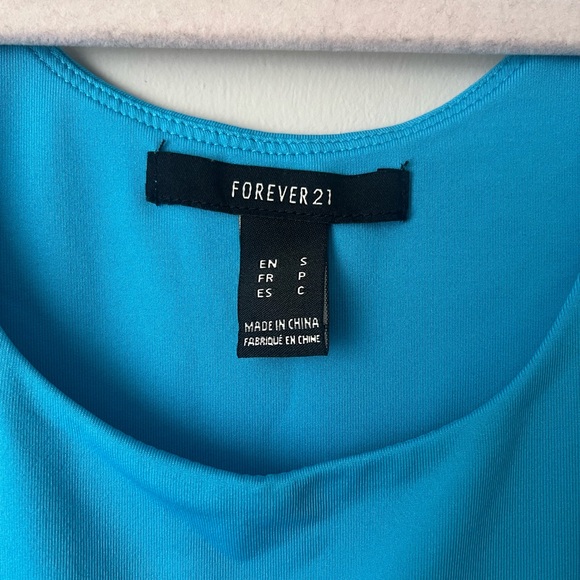 BLUE FOREVER 21 SCOOP NECK BODYSUIT - Picture 3 of 5